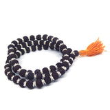 Rudraksha Mala 72 +1 Beads in Silver Caps